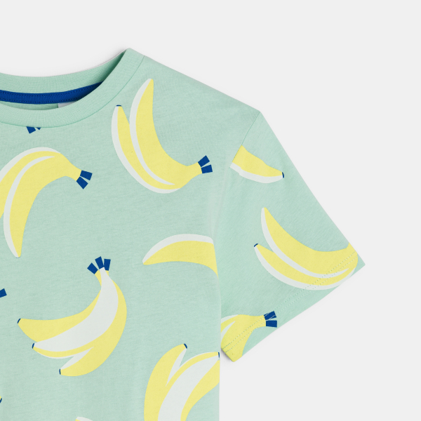 تيشيرت عليه نقش الموز، أخضر اللون للأولاد